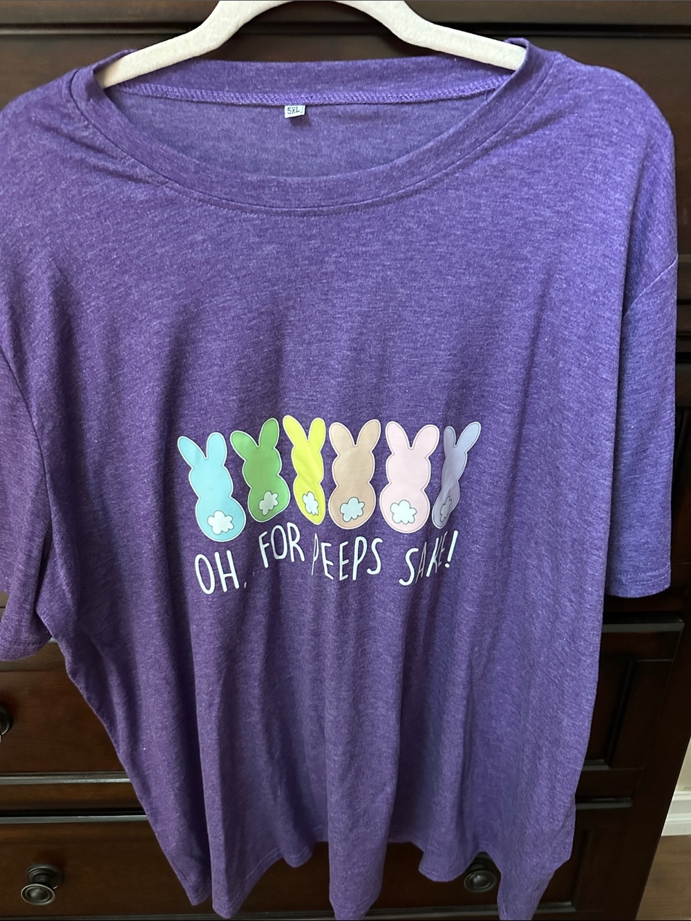 Purple Graphic Tee with Pastel Bunny Row